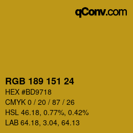 カラーコード: RGB 189 151 24 | qconv.com