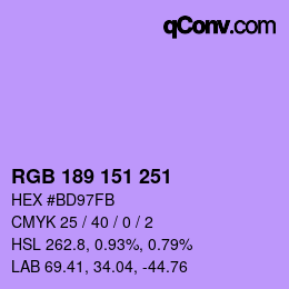 Color code: RGB 189 151 251 | qconv.com