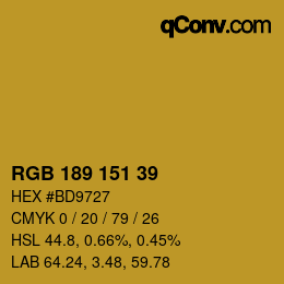 カラーコード: RGB 189 151 39 | qconv.com