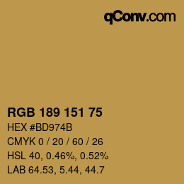 カラーコード: RGB 189 151 75 | qconv.com