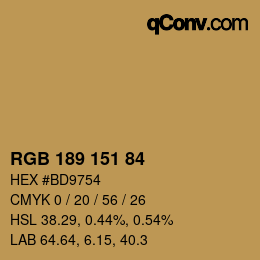 Color code: RGB 189 151 84 | qconv.com