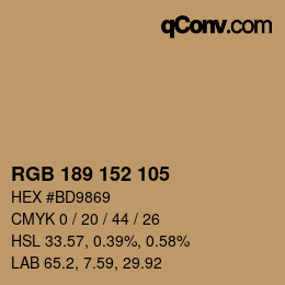カラーコード: RGB 189 152 105 | qconv.com