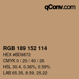 Color code: RGB 189 152 114 | qconv.com