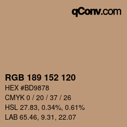 カラーコード: RGB 189 152 120 | qconv.com