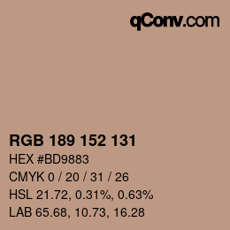 颜色代码: RGB 189 152 131 | qconv.com
