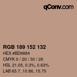 Color code: RGB 189 152 132 | qconv.com