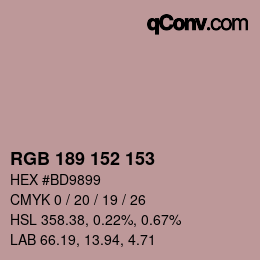 カラーコード: RGB 189 152 153 | qconv.com