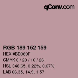 Color code: RGB 189 152 159 | qconv.com