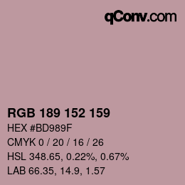 カラーコード: RGB 189 152 159 | qconv.com