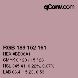 Color code: RGB 189 152 161 | qconv.com