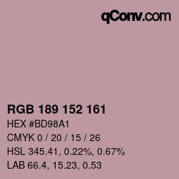 カラーコード: RGB 189 152 161 | qconv.com
