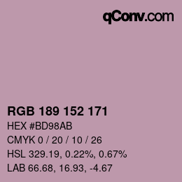 颜色代码: RGB 189 152 171 | qconv.com