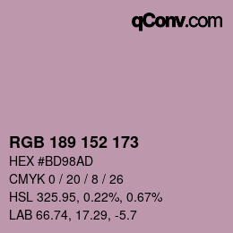Color code: RGB 189 152 173 | qconv.com