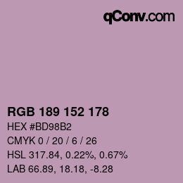 Color code: RGB 189 152 178 | qconv.com