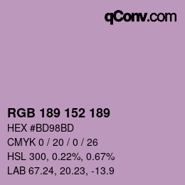 颜色代码: RGB 189 152 189 | qconv.com