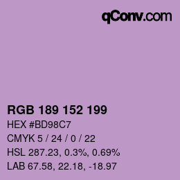 Color code: RGB 189 152 199 | qconv.com