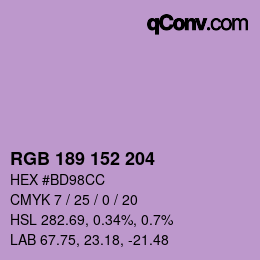 Color code: RGB 189 152 204 | qconv.com