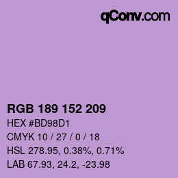カラーコード: RGB 189 152 209 | qconv.com