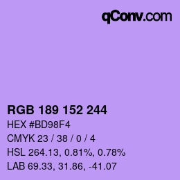 Color code: RGB 189 152 244 | qconv.com