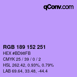 颜色代码: RGB 189 152 251 | qconv.com