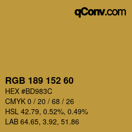 カラーコード: RGB 189 152 60 | qconv.com