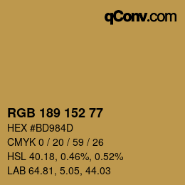 颜色代码: RGB 189 152 77 | qconv.com