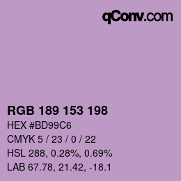 カラーコード: RGB 189 153 198 | qconv.com