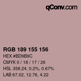 Color code: RGB 189 155 156 | qconv.com