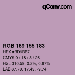 カラーコード: RGB 189 155 183 | qconv.com