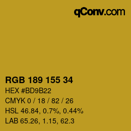 カラーコード: RGB 189 155 34 | qconv.com