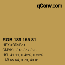 カラーコード: RGB 189 155 81 | qconv.com