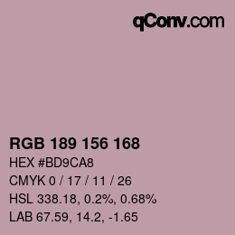 Código de color: RGB 189 156 168 | qconv.com