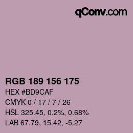 Código de color: RGB 189 156 175 | qconv.com