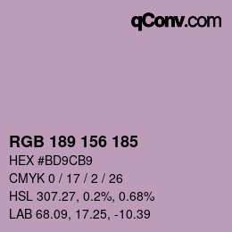 カラーコード: RGB 189 156 185 | qconv.com
