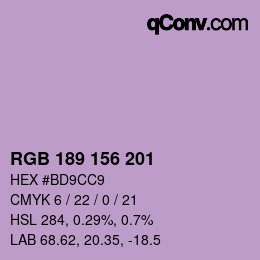 Color code: RGB 189 156 201 | qconv.com