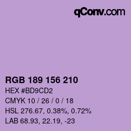 颜色代码: RGB 189 156 210 | qconv.com