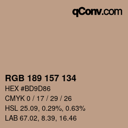 Farbcode: RGB 189 157 134 | qconv.com