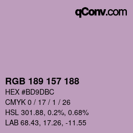 カラーコード: RGB 189 157 188 | qconv.com