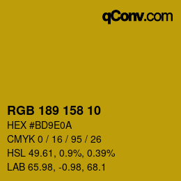 カラーコード: RGB 189 158 10 | qconv.com