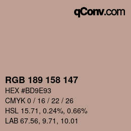 颜色代码: RGB 189 158 147 | qconv.com