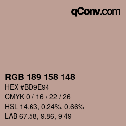 Farbcode: RGB 189 158 148 | qconv.com