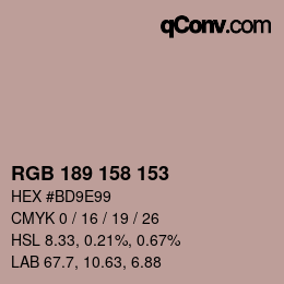 カラーコード: RGB 189 158 153 | qconv.com