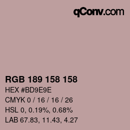 Color code: RGB 189 158 158 | qconv.com