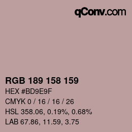 カラーコード: RGB 189 158 159 | qconv.com