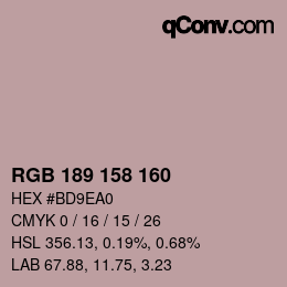カラーコード: RGB 189 158 160 | qconv.com