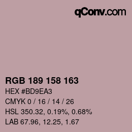 颜色代码: RGB 189 158 163 | qconv.com