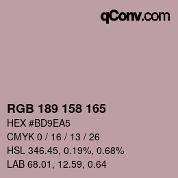 カラーコード: RGB 189 158 165 | qconv.com