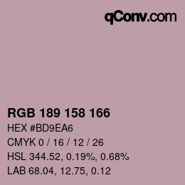 カラーコード: RGB 189 158 166 | qconv.com