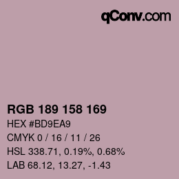 颜色代码: RGB 189 158 169 | qconv.com