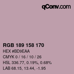 Color code: RGB 189 158 170 | qconv.com